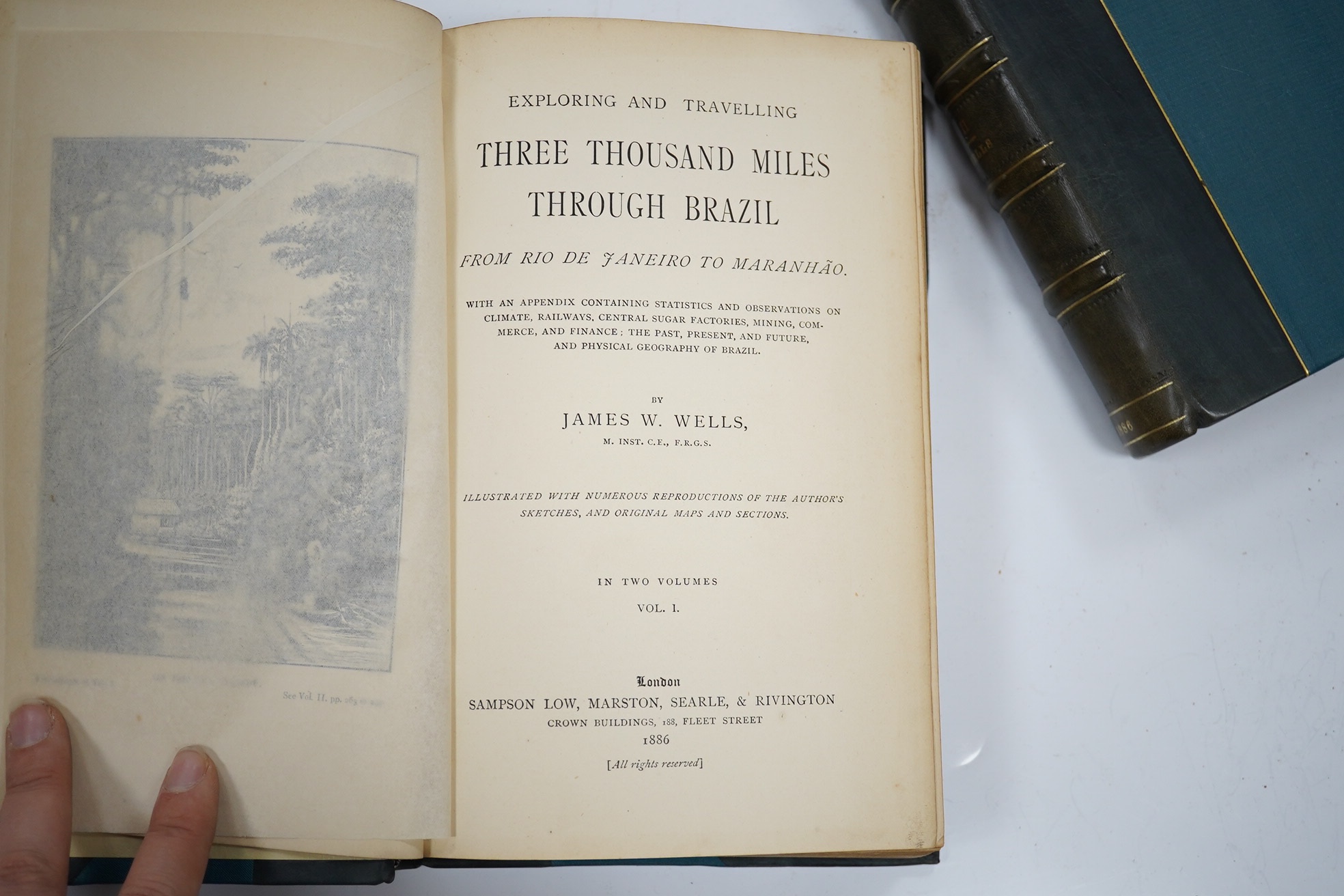 Wells, James W. - Exploring and Travelling Three Thousand Miles through Brazil: from Rio De Janeiro to Maranhao ... 1st edition, 2 vols. frontispieces, 2 coloured and folded maps and 2 others, a plate and num. text illus